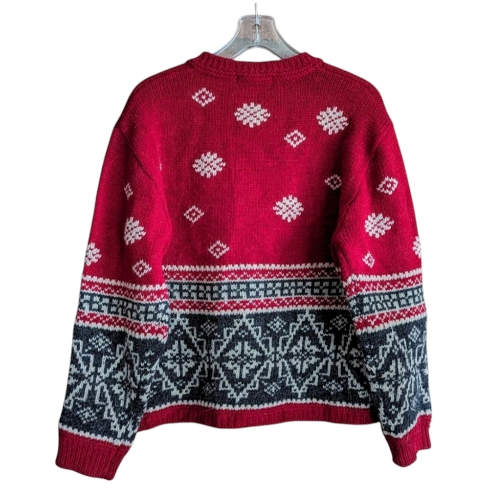 Vintage Y2K Eddie Bauer Fair Isle Wool Alpaca Cardigan Sweater - Picture 3 of 9